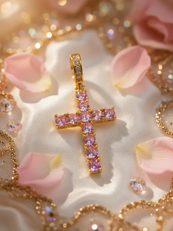 14K PINK CROSS PENDANT