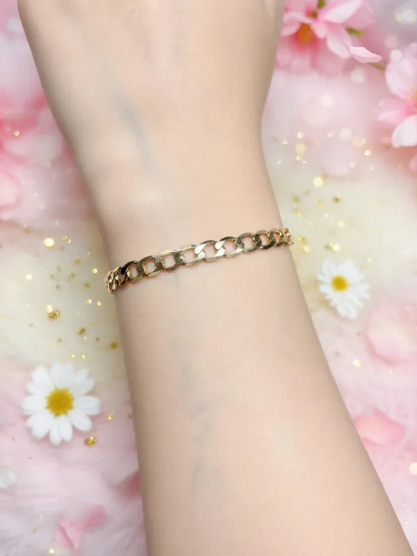 14K DIAMOND-CUT CURB 4.5-21+5CM ANKLET LCC-27210602