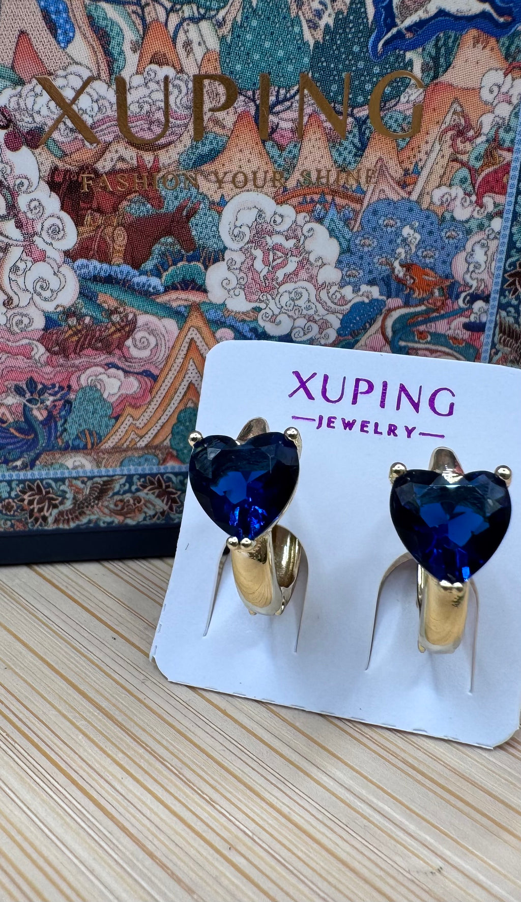 14k Royal Blue Heart Huggies TEXX-0037