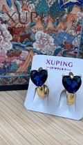 14k Royal Blue Heart Huggies TEXX-0037