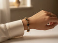 14K SMOKEY BROWN CRYSTAL CLOVER TENNIS BRACELET