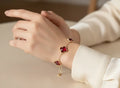14K RED CRYSTAL CLOVER BRACELET GT-08890008