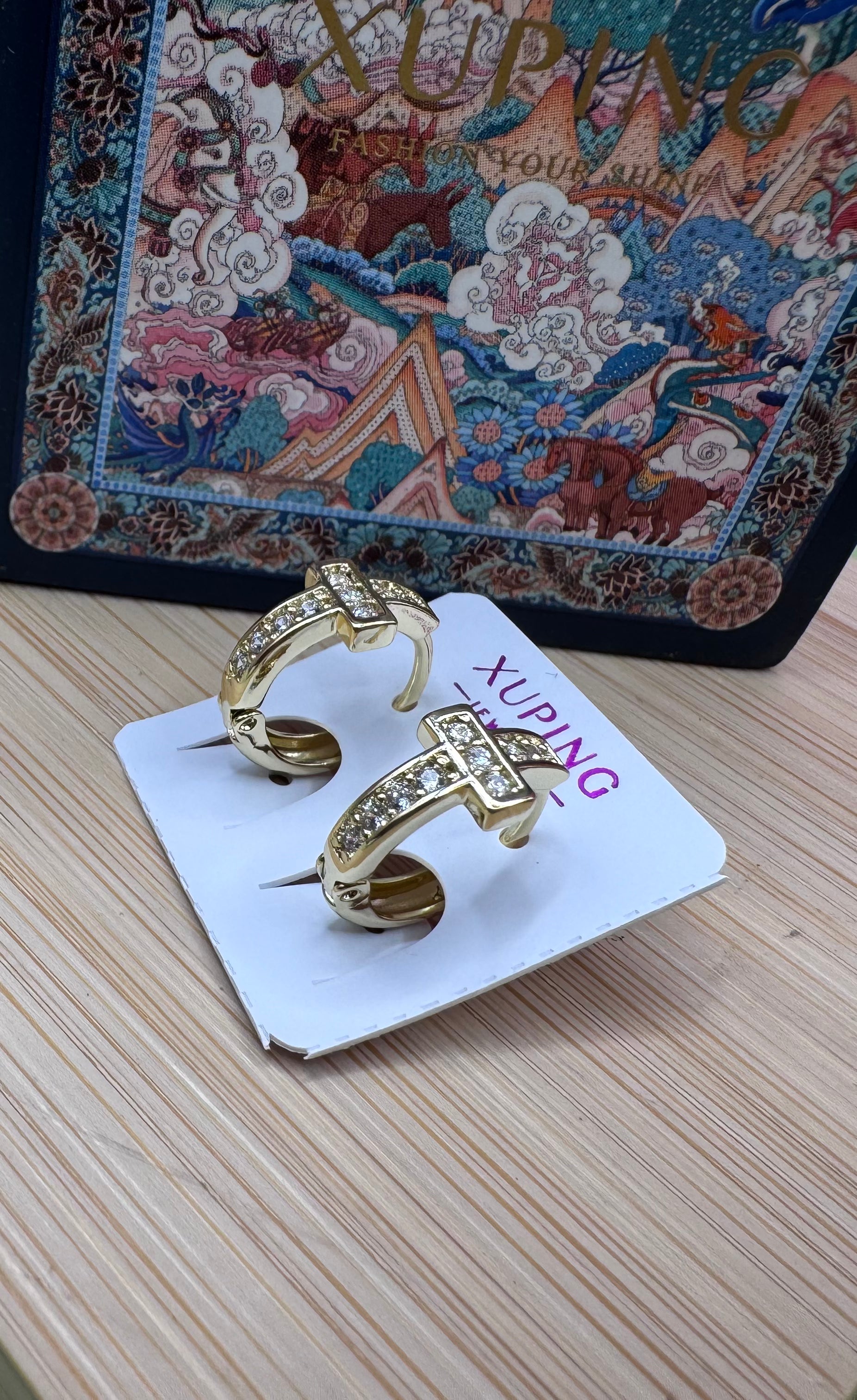 14k Cross Huggie TEYX-8337