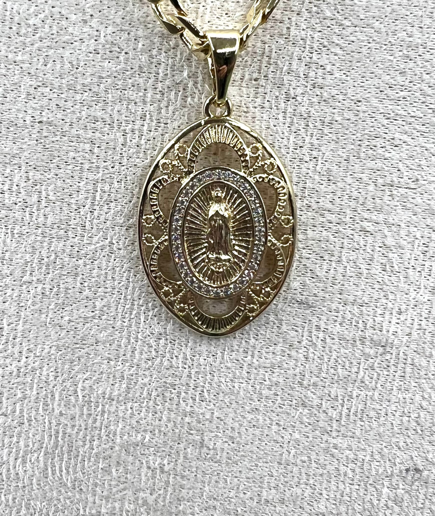 14K Religious Virgin Pendant