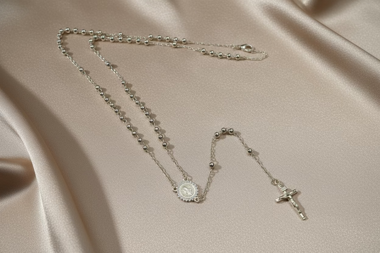 14K VIRGIN PRAYING ROSARY NECKLACE LA-01290002