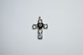 14K CLEAR & BLACK HEART CROSS