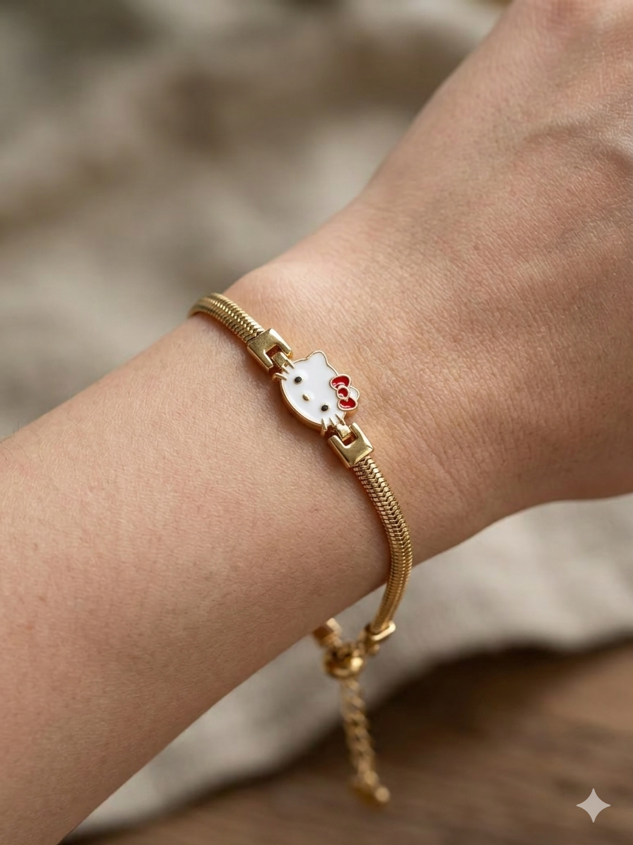 14K HELLO KITTY SNAKE CHAIN BRACELET CS-23370002