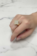 14K CLEAR CLOVER RING