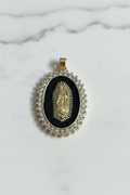 14K BLACK ENAMEL GUADALUPE VIRGIN PENDNAT