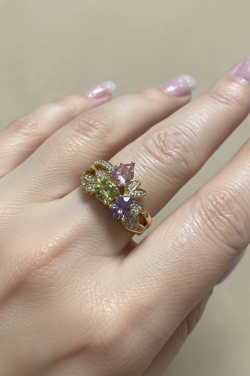 14K MULTICOLOR FLOWER RING X001206786