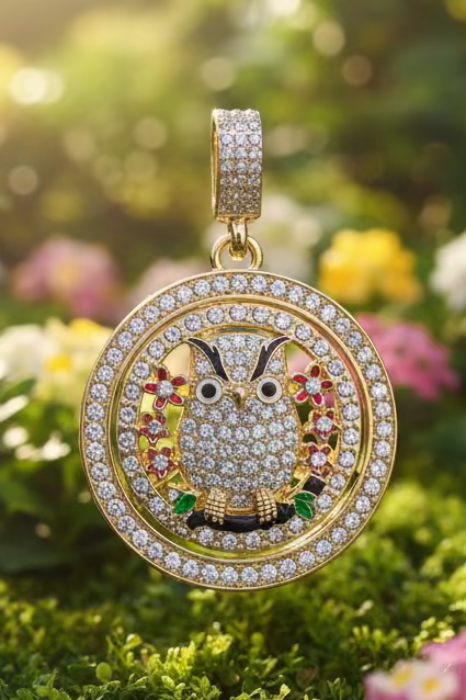 14K OWL SPINNER PENDANT