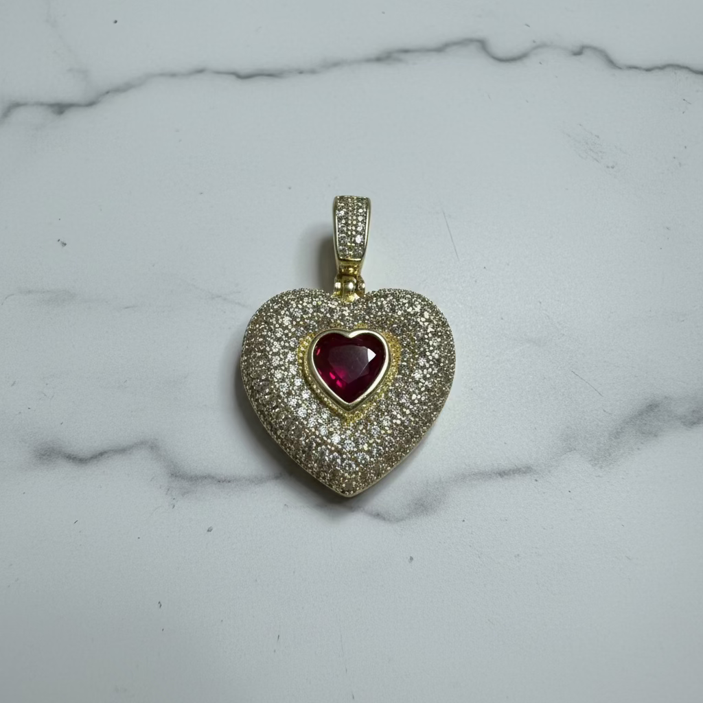 14K RED HEART PENDANT