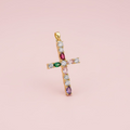 14K MULTICOLOR CROSS PENDANT