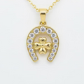 14K HORSESHOE CLOVER PENDANT