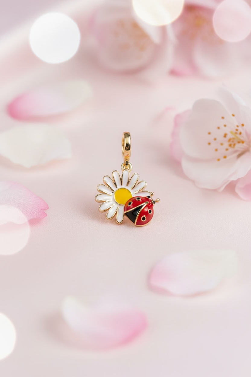 14K DAISY LADYBUG PANDORA CHARM PENDANT