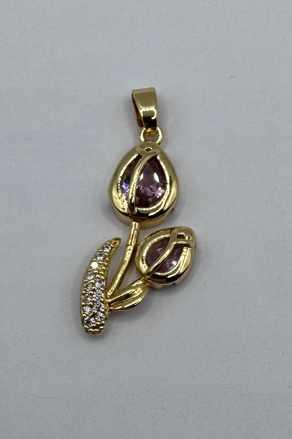 14K PINK DOUBLE TULIP FLOWER PENDANT