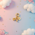 14K BABY FOOTPRINT BOTTLE SHOES CHARM PENDANT
