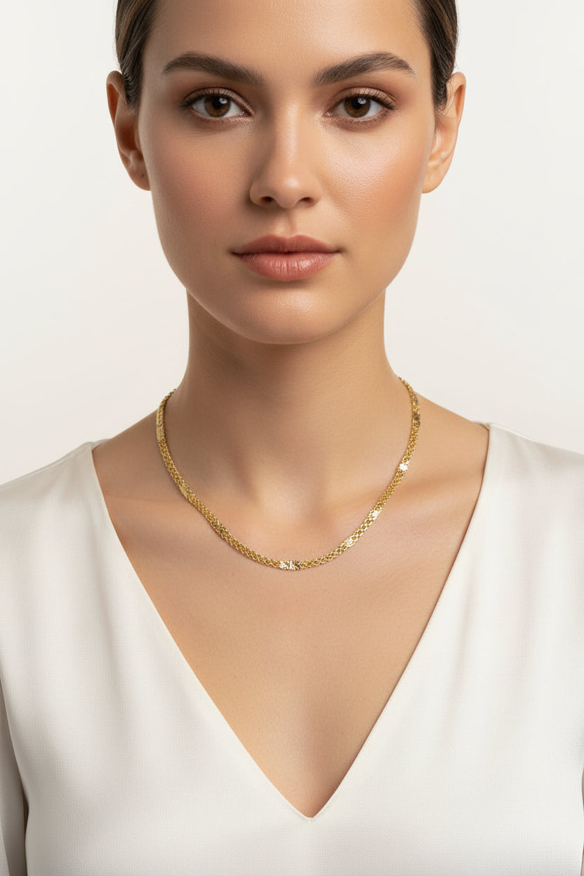 14K 18IN BISMARK STARBURST NECKLACE CHAIN 3N-45CM LCC-39300005