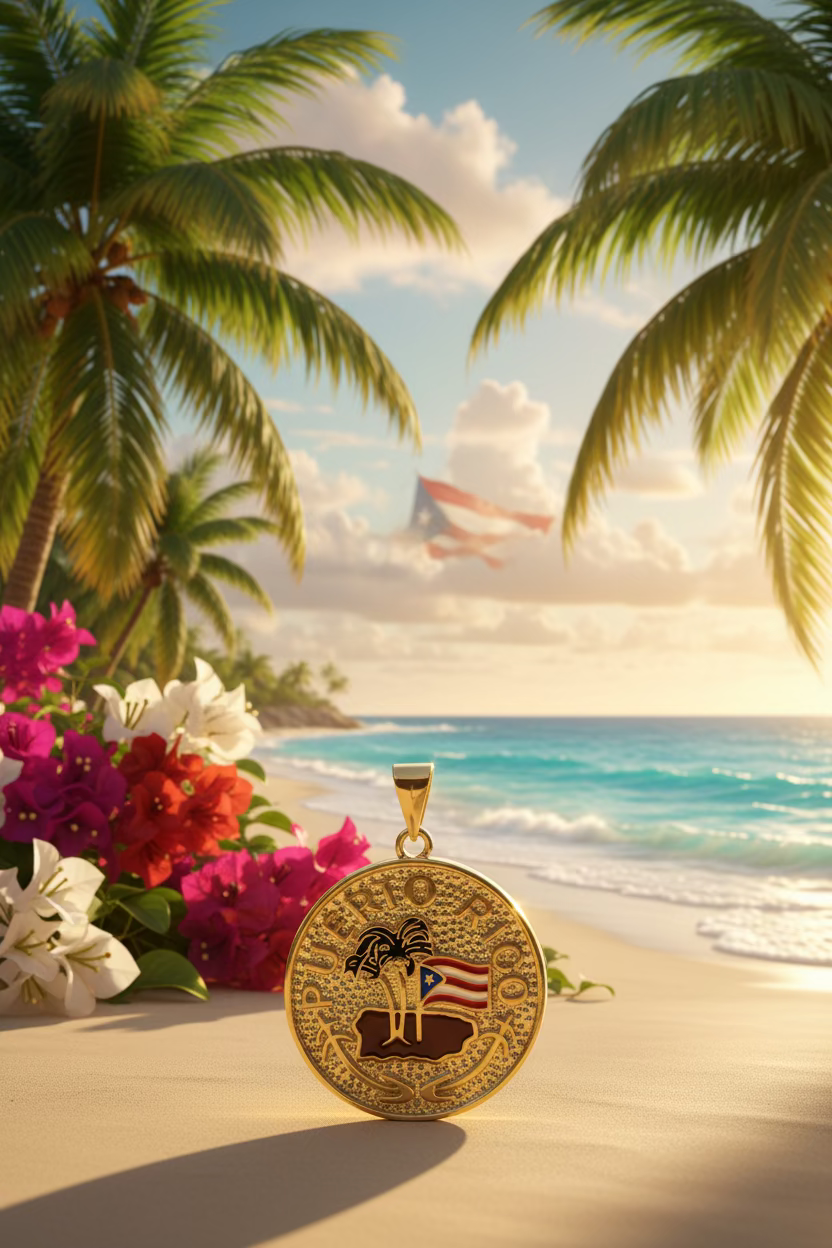 14K PUERTO RICO MEDAL PENDANT DC-87740180