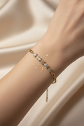 14K FLOWER-STAR CLEAR BRACELET CM