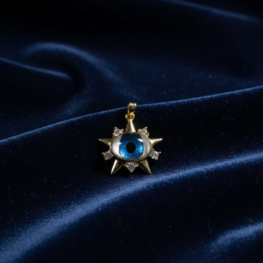 14K EVIL EYE STAR PENDANT