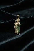 14K GREEN STONES ST. JUDAH PENDANT