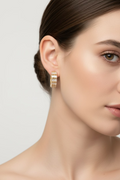 14K CLEAR BAGUETTE HUGGIE EARRING RQ