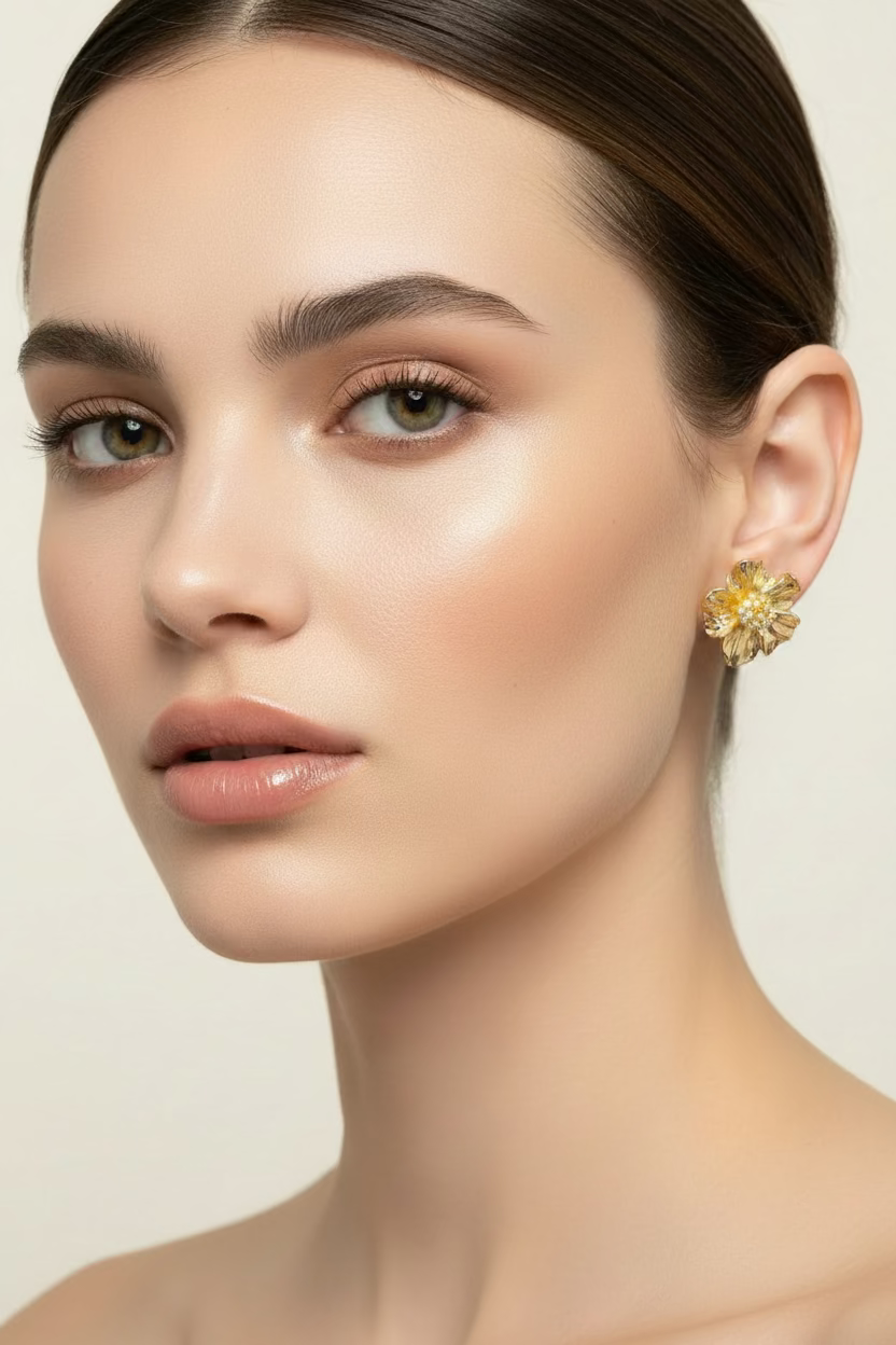 14K FLOWER STUD EARRING RQ