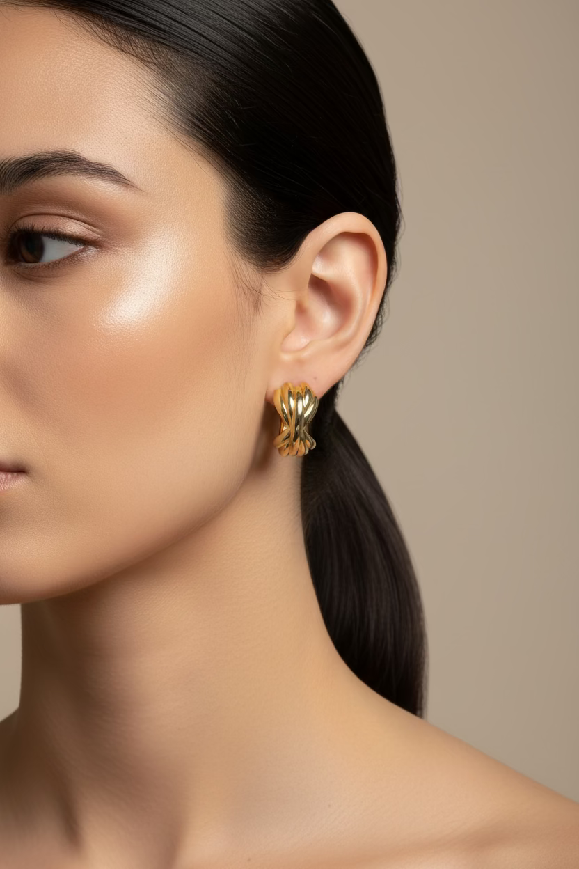 14K CHUNKY TWISTED RIBBON EARRING R-32610001