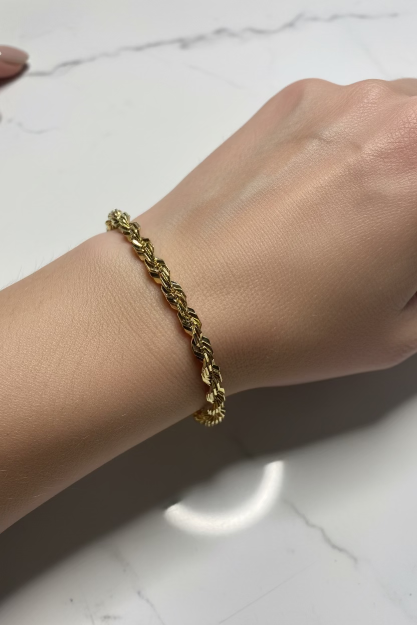 14K 7IN+EXT DIAMOND CUT ROPE BRACELET 4N LCC-43190002