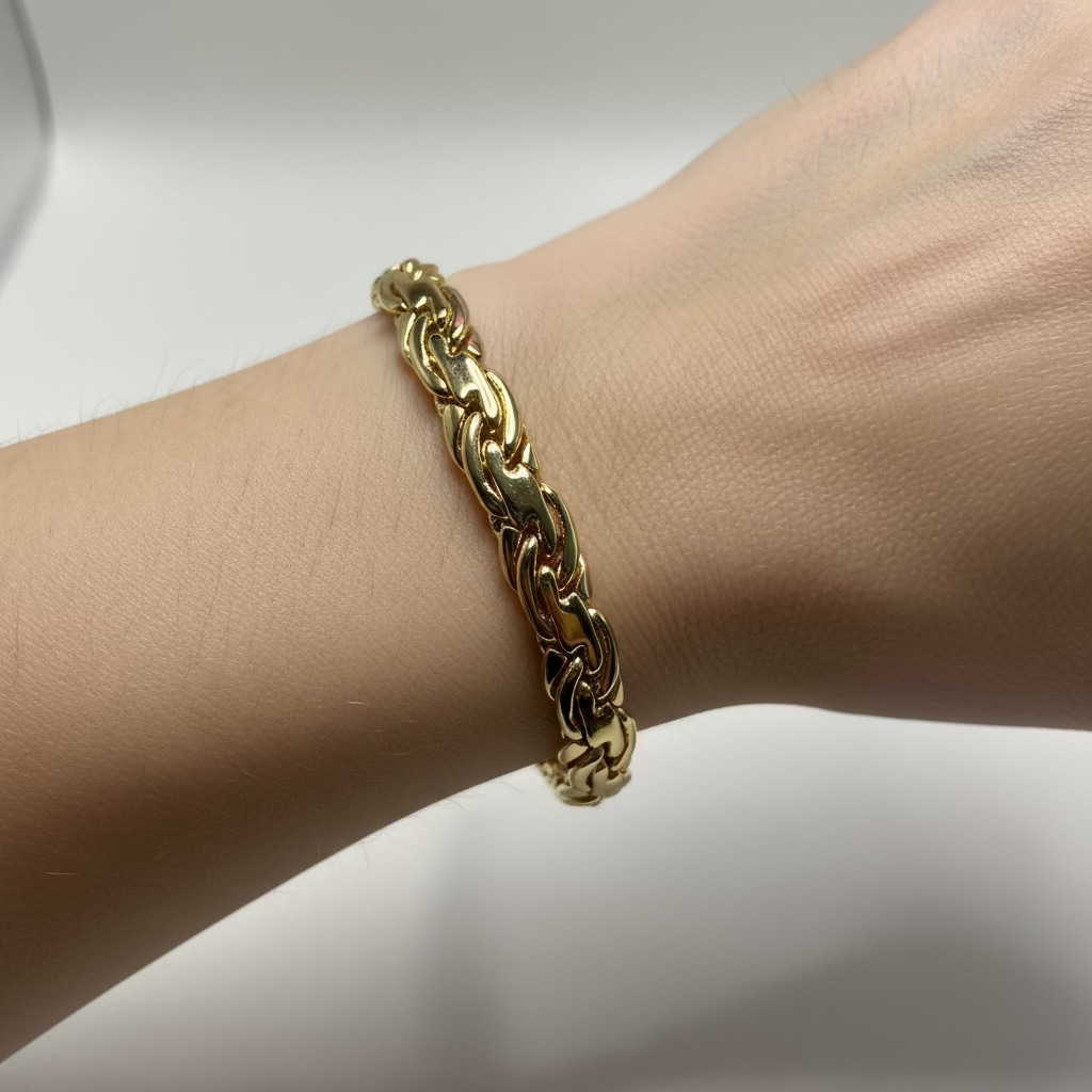14K 7.5IN WOVEN HERMES LINK BRACELET 6N-21CM LCC-38850002