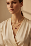 14K TWO DISTINCT CHAINS AND A RED PENDANT ST-55460002