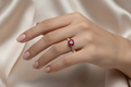14K HEART RED GEMSTONE RING X001156376
