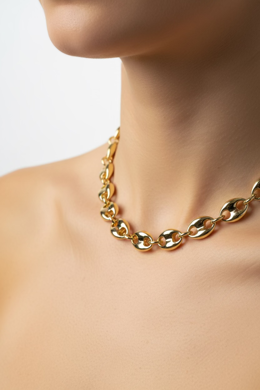 14K 18IN PUFFED GUCCI LINK NECKLACE CHAIN 8.5N-45CM TH-05150003