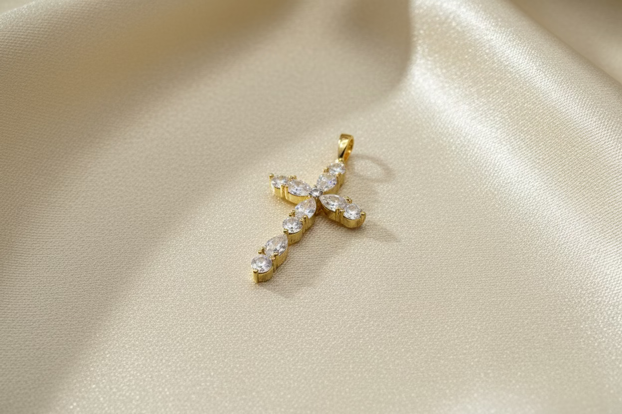 14K CLEAR CROSS PENDANT