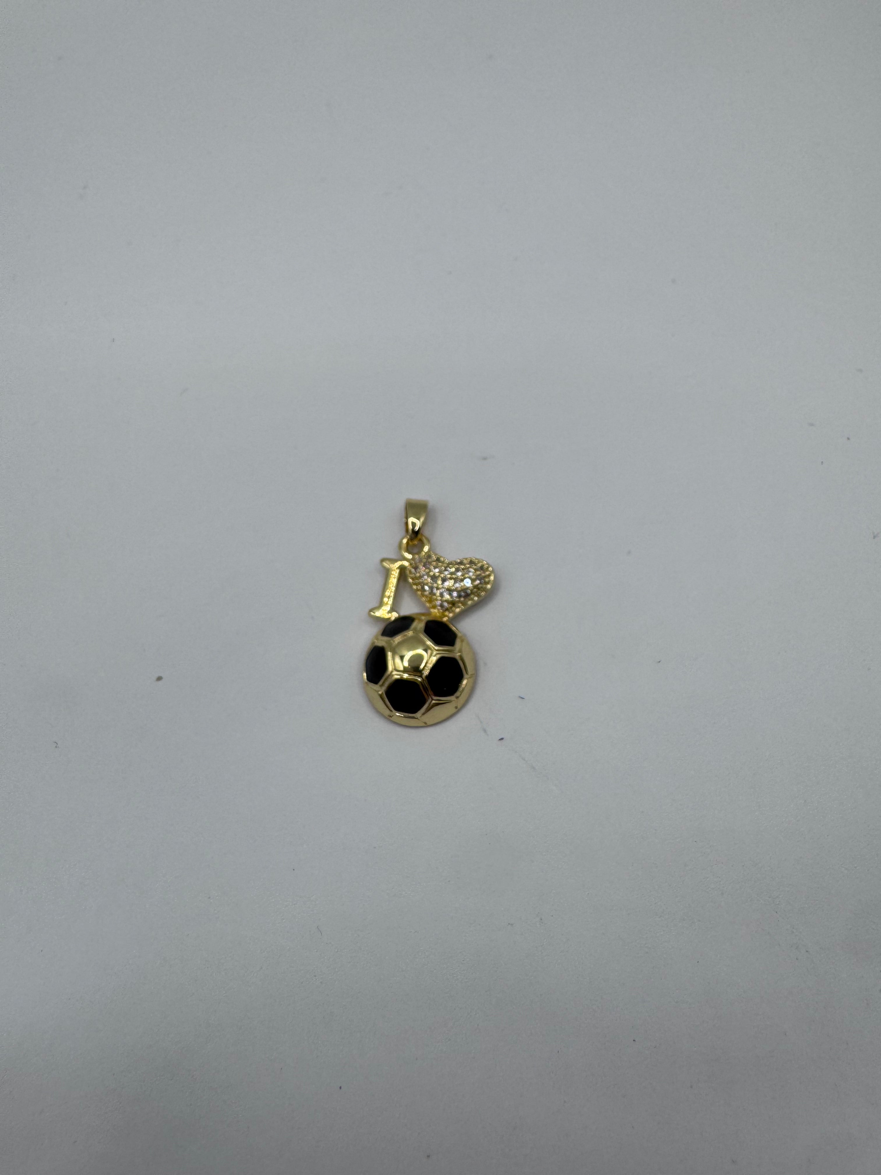 14K I LOVE SOCCER BLACK PENDANT