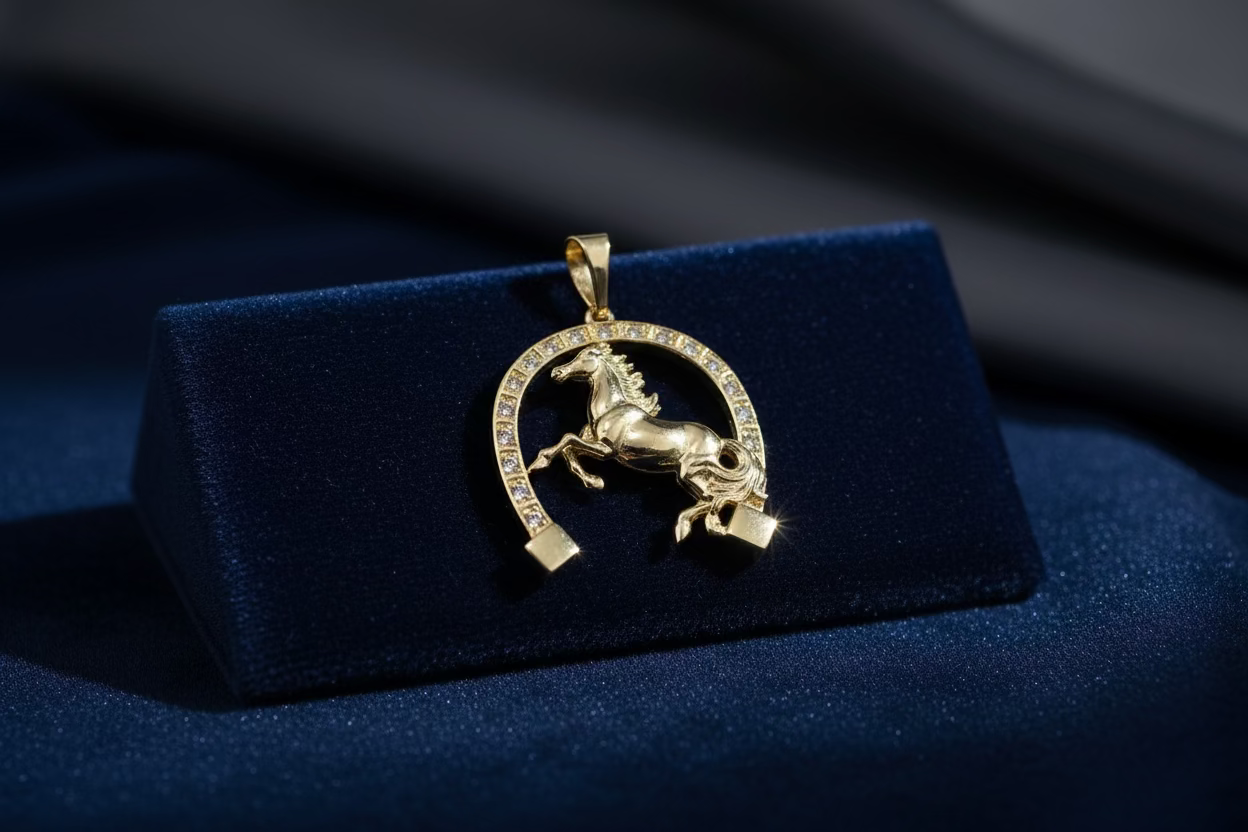 14K HORSESHOE AND STALLION PENDANT X000914285