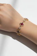 14K 7IN MULTI-COLOR CLOVER LINK TENNIS BRACELET HUANG