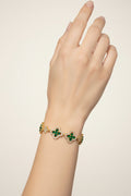 14K 7IN GREEN CLOVER LINK TENNIS BRACELET HUANG
