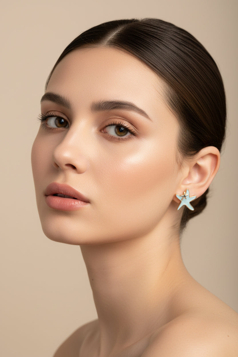 14K ENAMEL STARFISH STUD EARRING