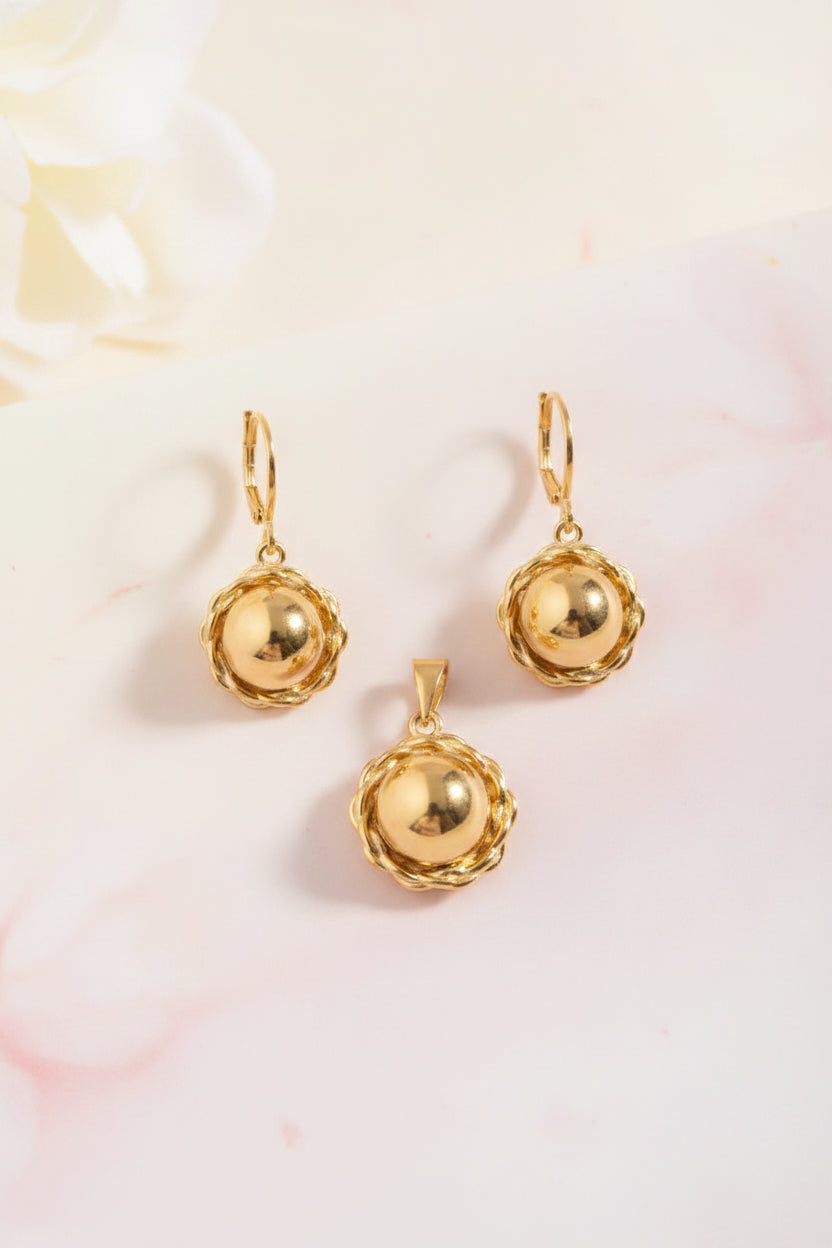 14K TWISTED BALL STUD 2-PC SET AT-01340001