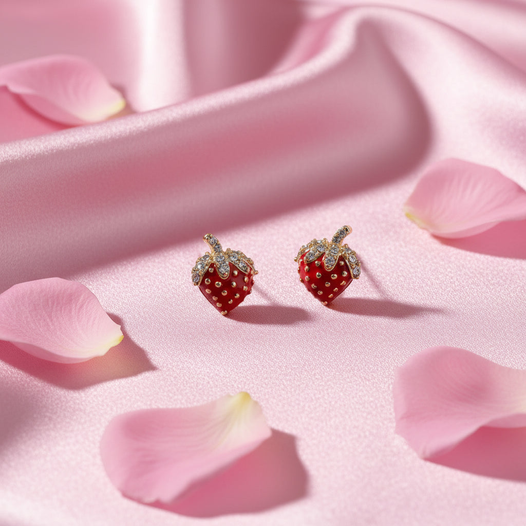 14K RED STRAWBERRY STUD EARRING X001118055