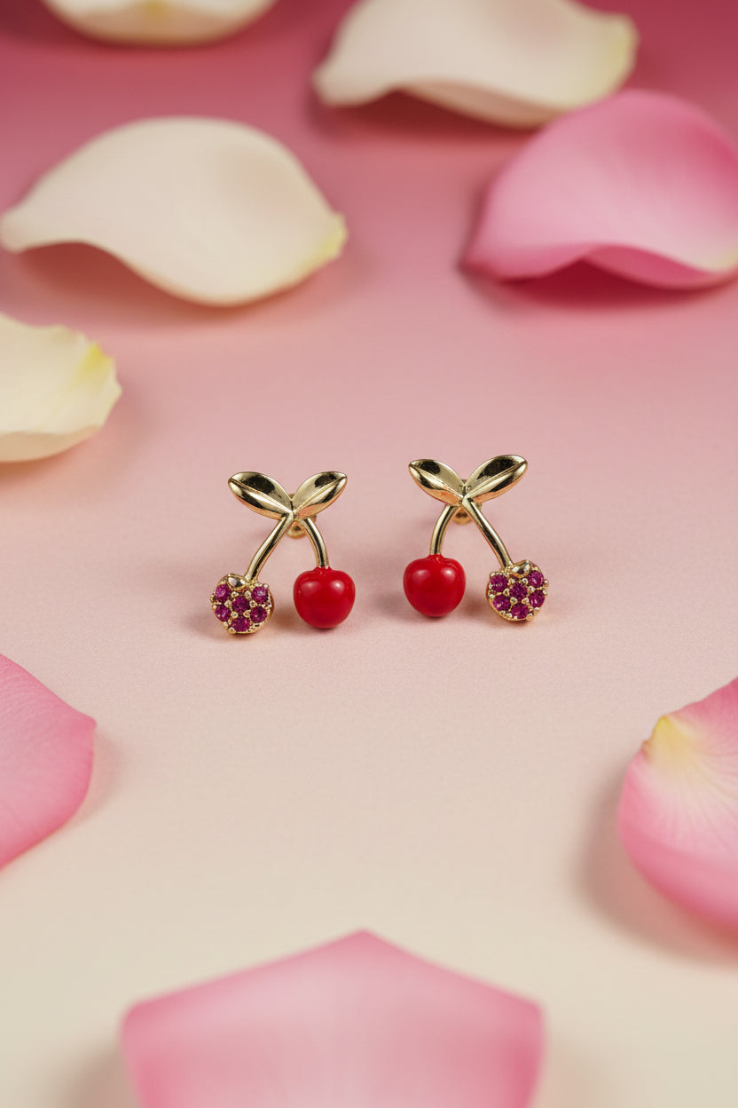 14K RED CHERRY STUD EARRING X001152036