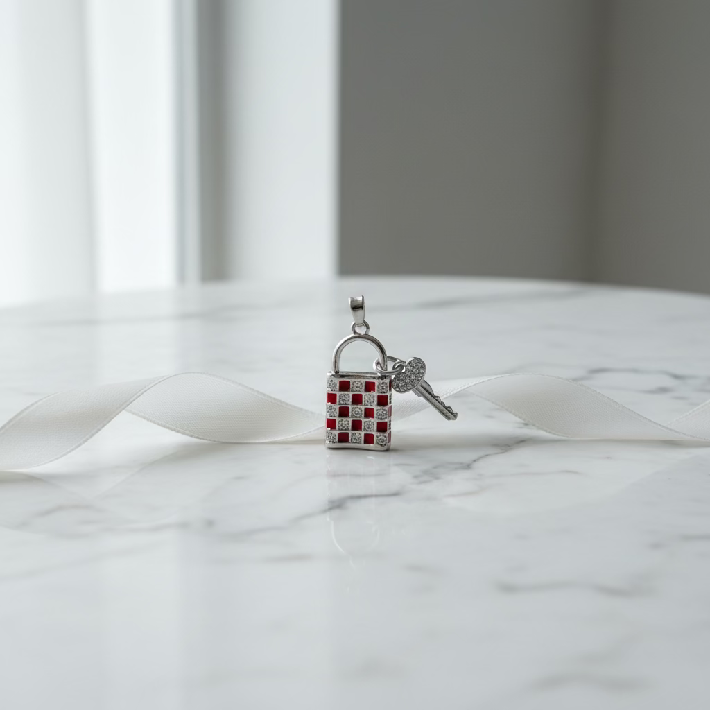 WHG RED LOCK & KEY PENDANT