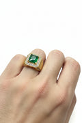 14K GREEN SQUARE MENS RING ZM