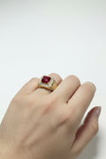 14K RED SQUARE MENS RING ZM