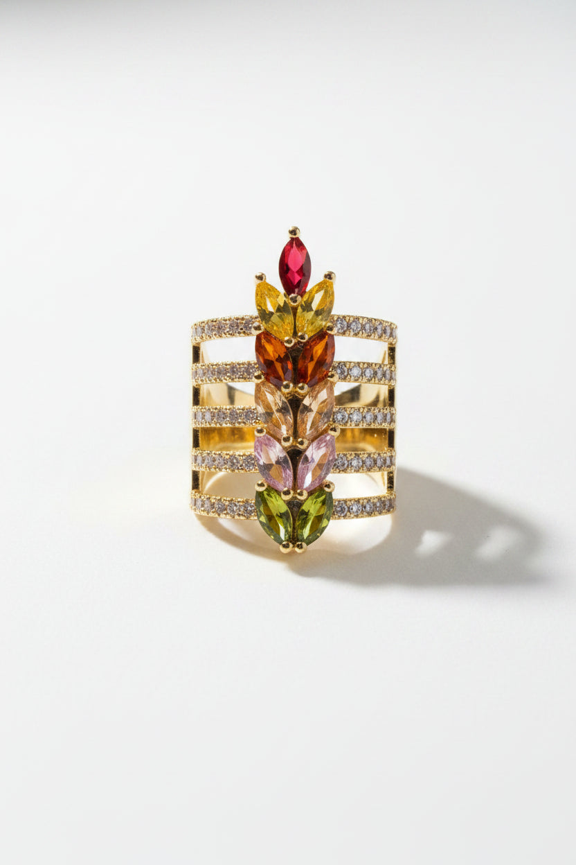 14K MULTI-COLOR LEAVES RING ZM