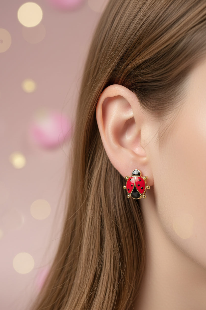 14K LADYBUG HUGGIE EARRING X000993838