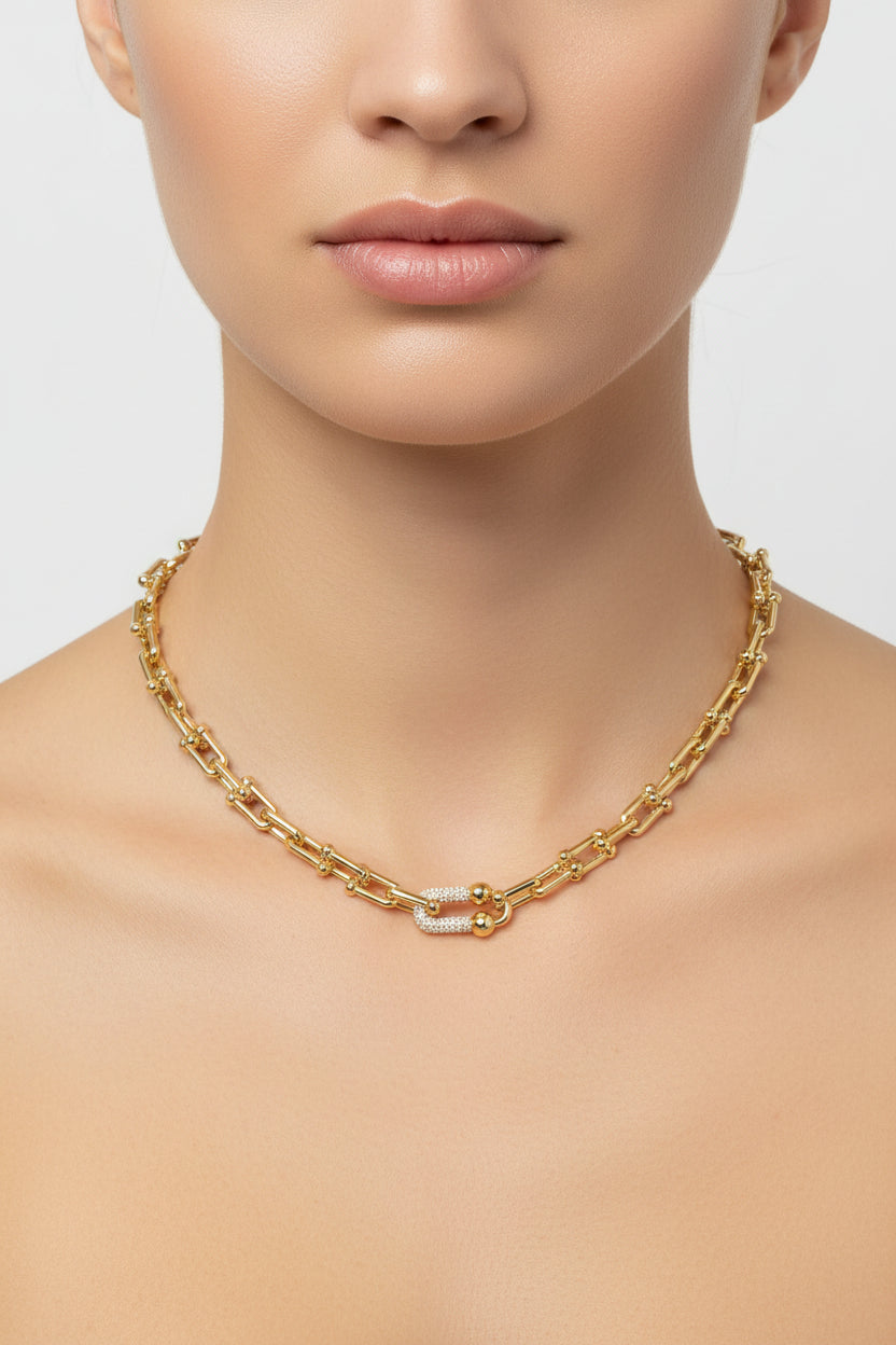 14K 18IN+2INEXT TIFFANY INSP HARDWEAR LINK NECKLACE TH-04350002