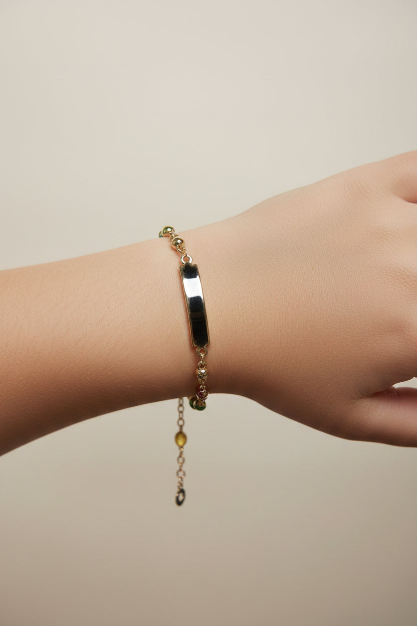 14K 6IN MULTI-COLOR NAMEPLATE YOUTH BRACELET 5N-15CM PS-01640004